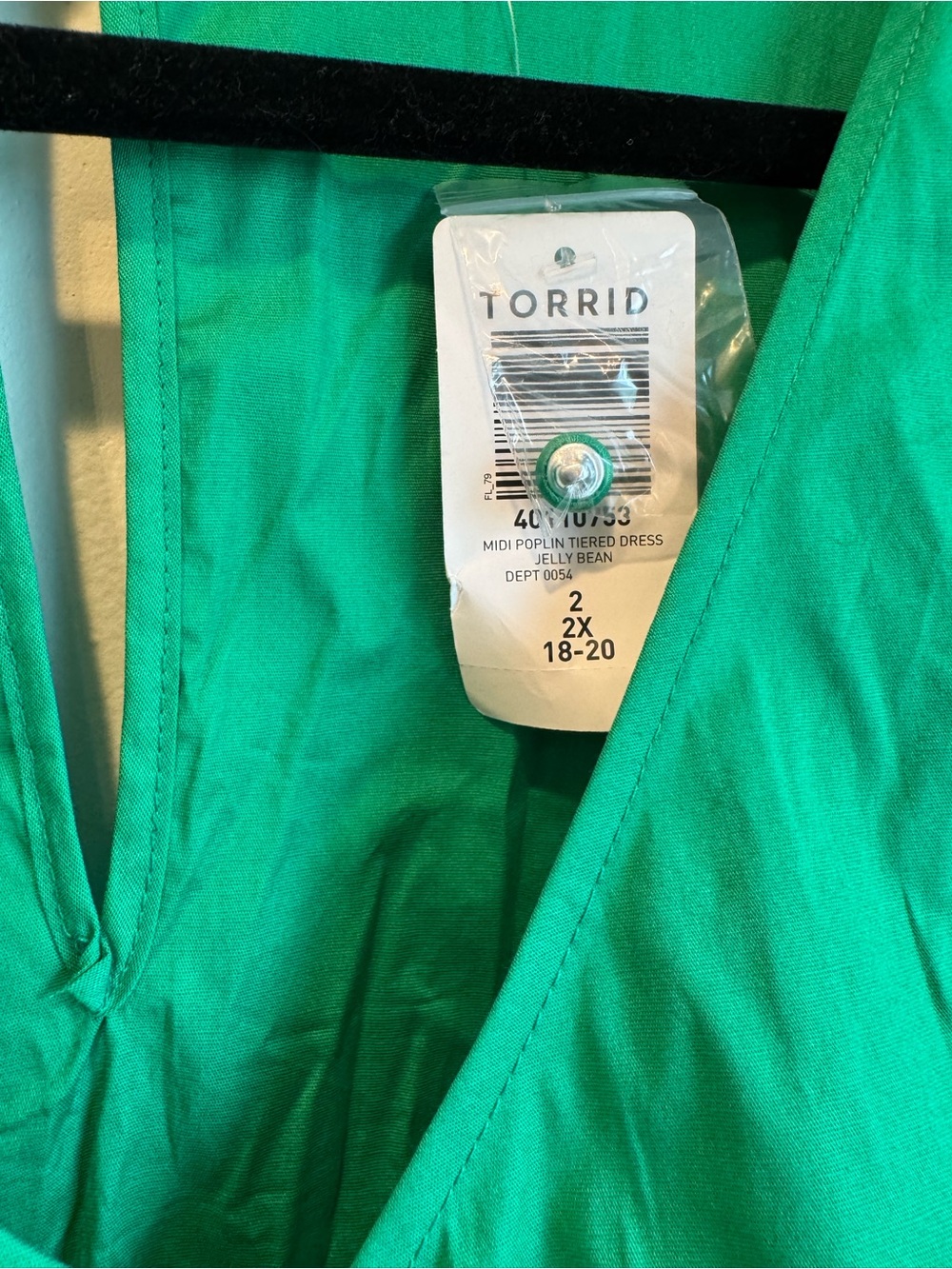 torrid Emerald Green V‑Neck Gathered Midi Dress 2x NWT - Picture 5 of 5